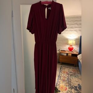 Mud Pie Wine Red romper with Keyhole back